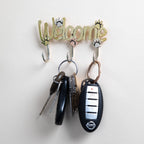 Welcome Paw Print Metal Sign with Hooks