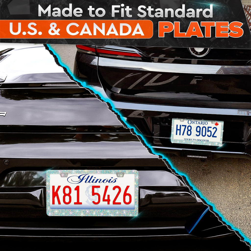 2 Pack Bling License Plate Frames for Women