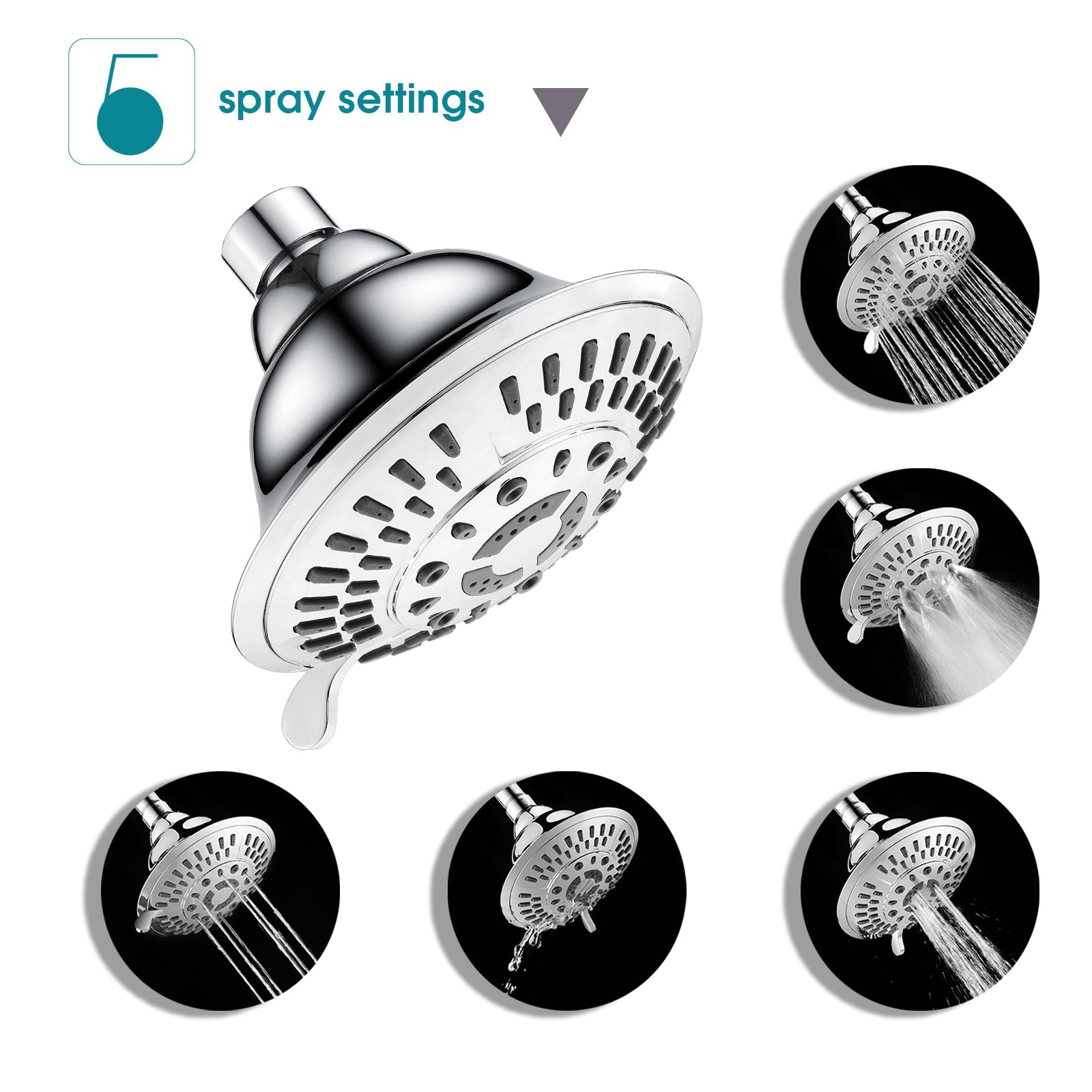 5-Spray Fixed Shower Head