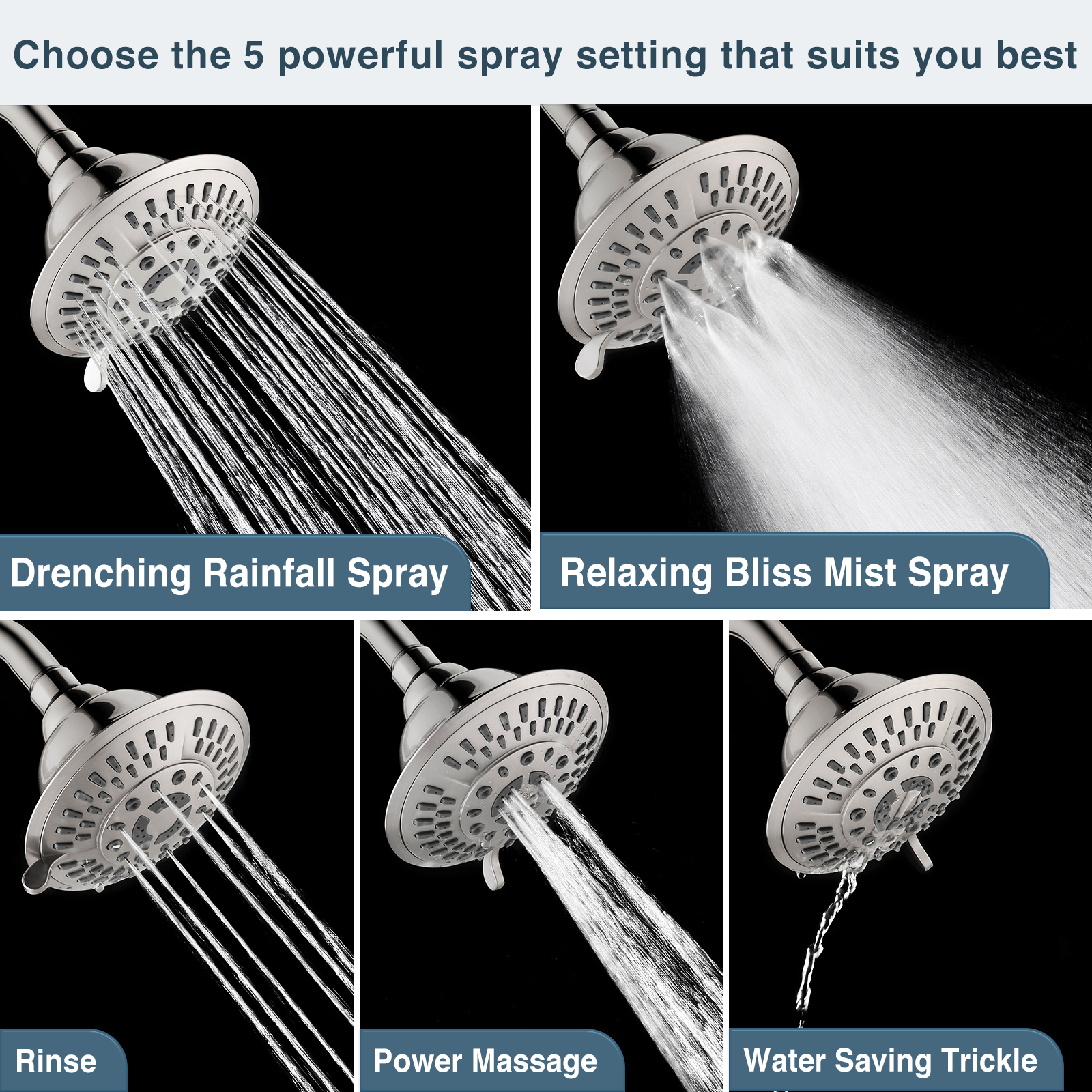5-Spray Fixed Shower Head
