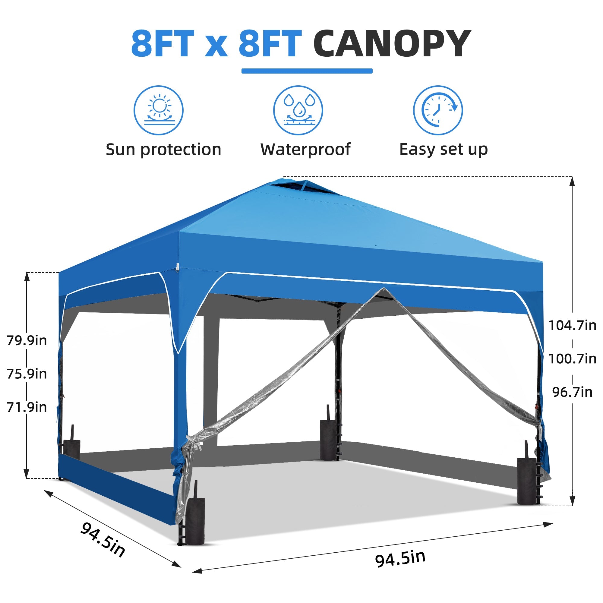 8ft x 8ft Pop Up Canopy Beach Tent