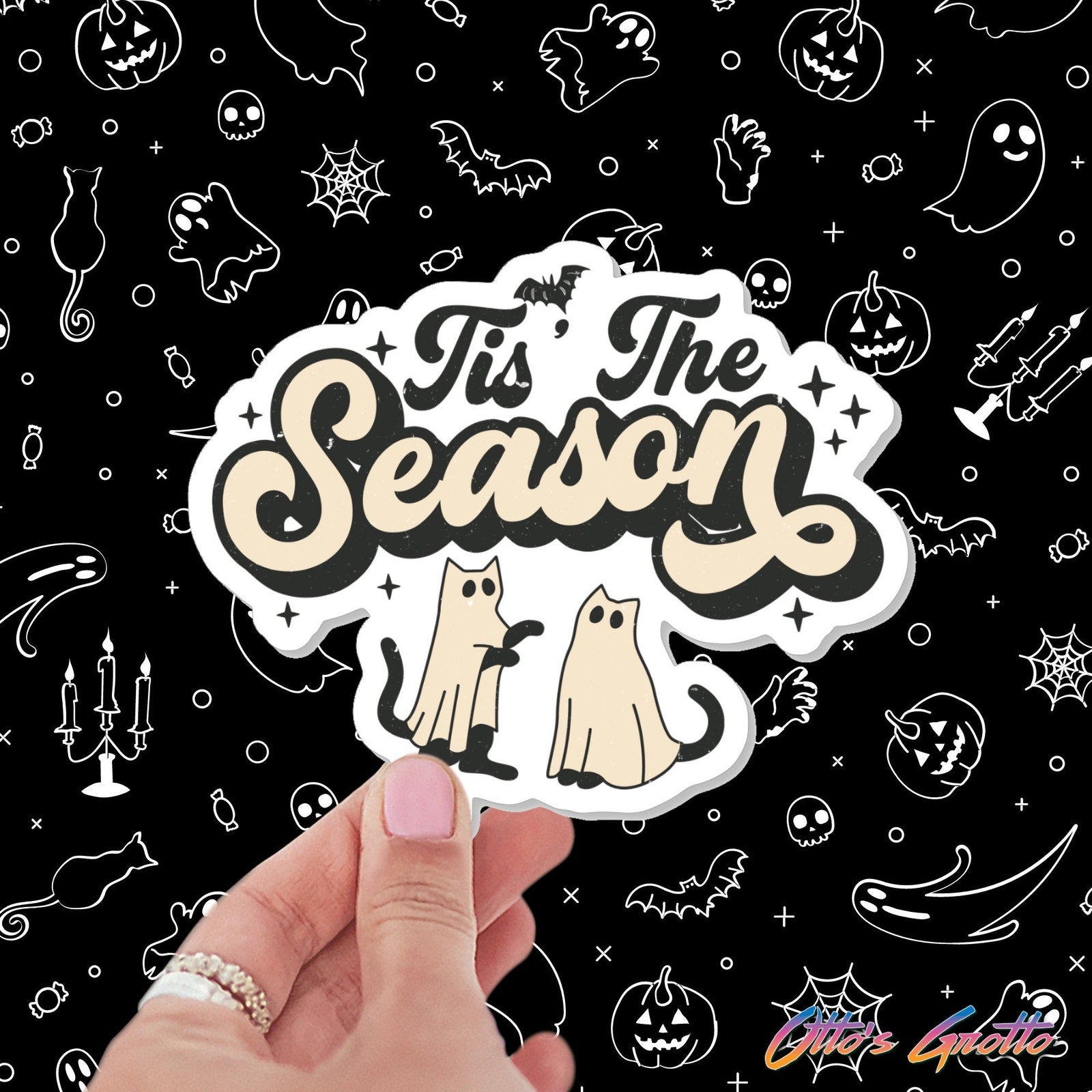 Tis the Season Ghost Cats Sticker