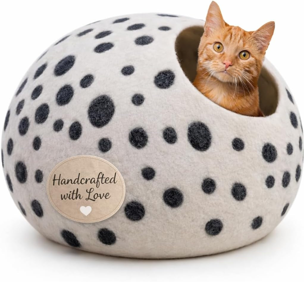 Merino Wool Cat Cave – Handmade Hideaway, 20 Styles