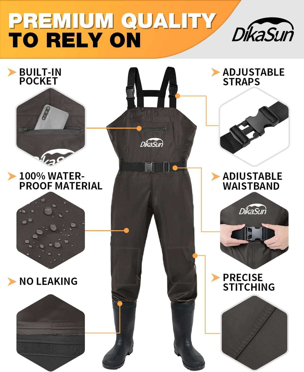 Lightweight Boot/foot Chest Waders with Boots