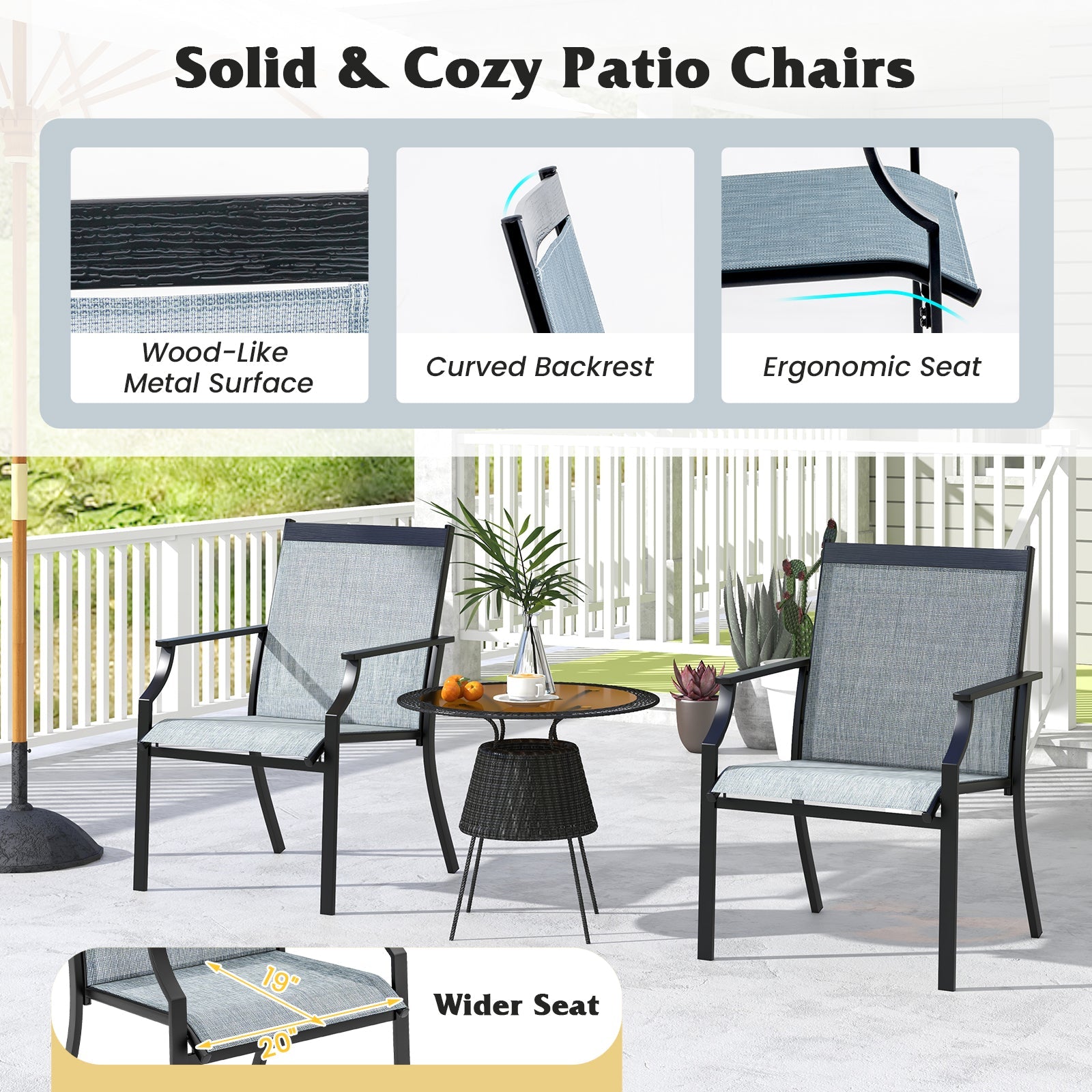 2 Piece Patio Dining Chairs