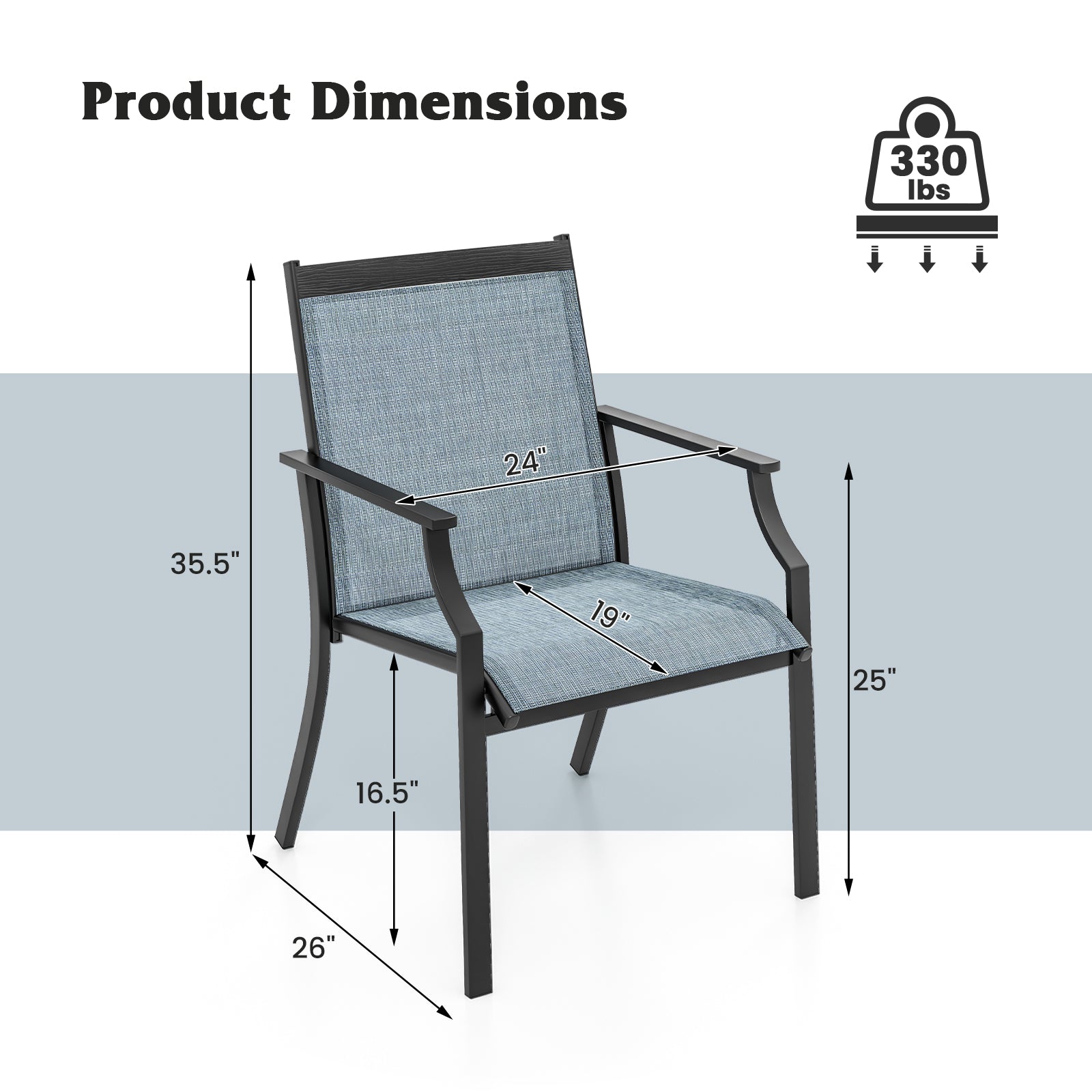 2 Piece Patio Dining Chairs