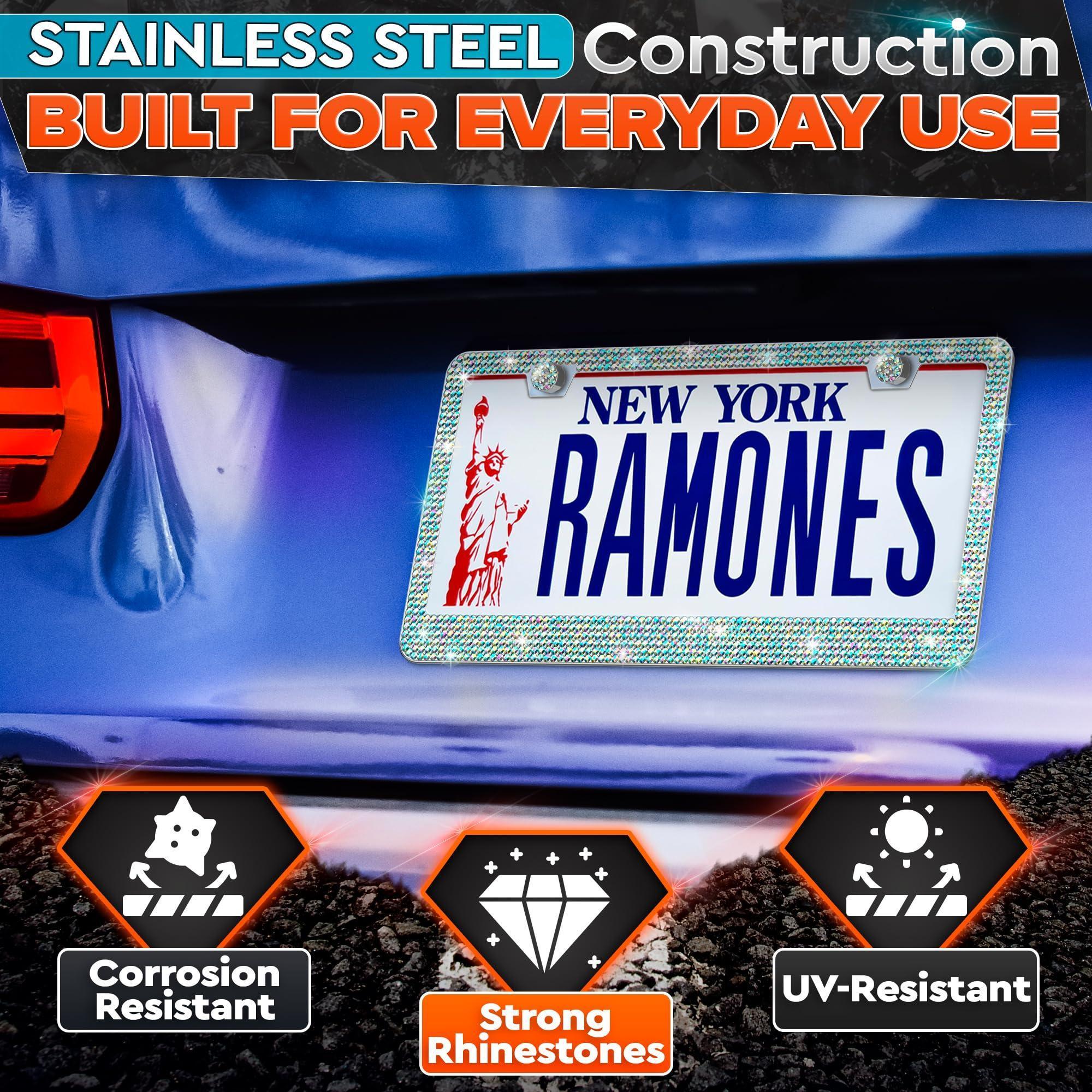 2 Pack Bling License Plate Frames for Women