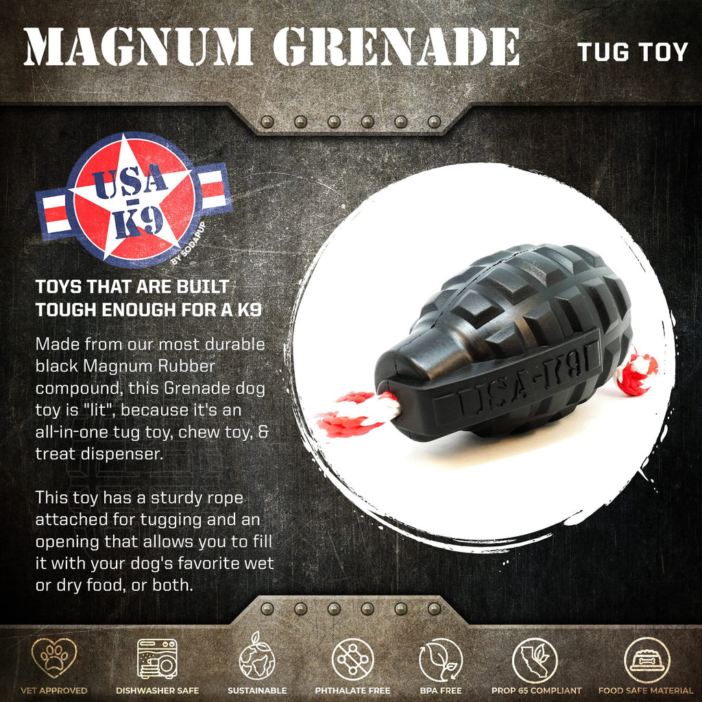 USA-K9 Magnum Grenade  Rubber Chew Toy