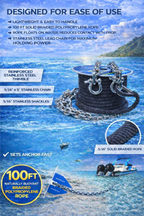 100ft x 3/8 Anchor Line, 5ft (316SS) Chain