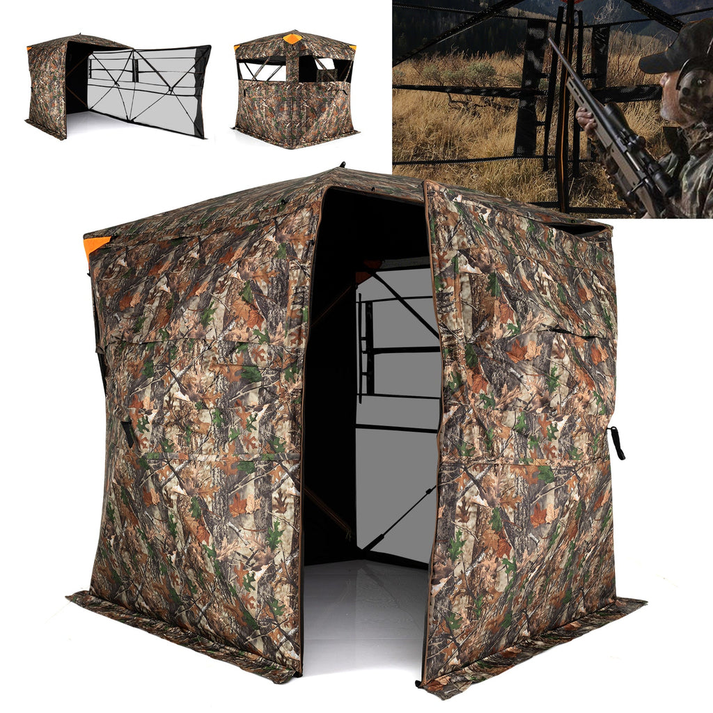3-4 Person Hunting Blind 270¬∞ See-Through Pop-up Ground Blind with Full-Open Swing Door