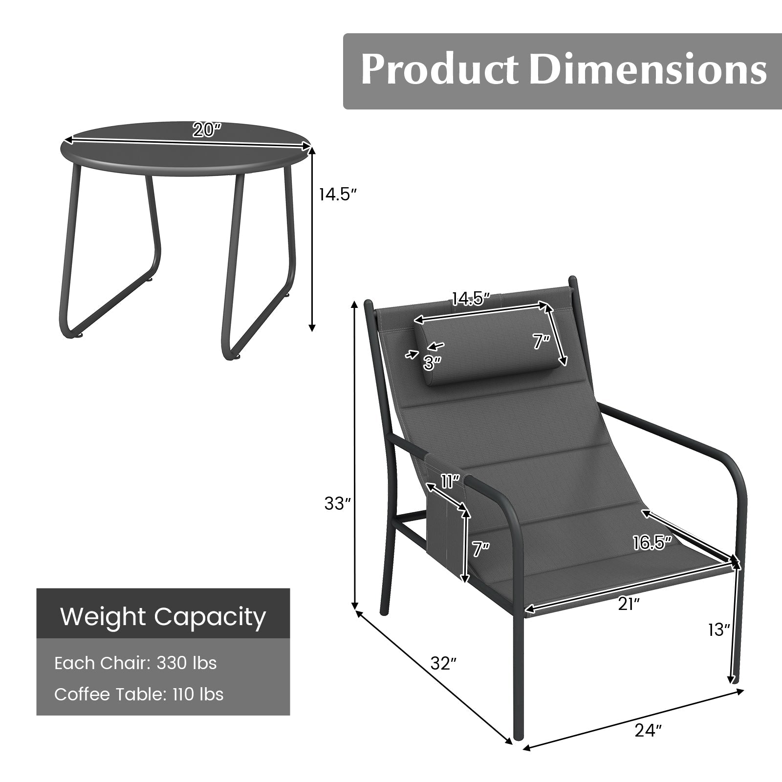 3 Piece Outdoor Bistro Set