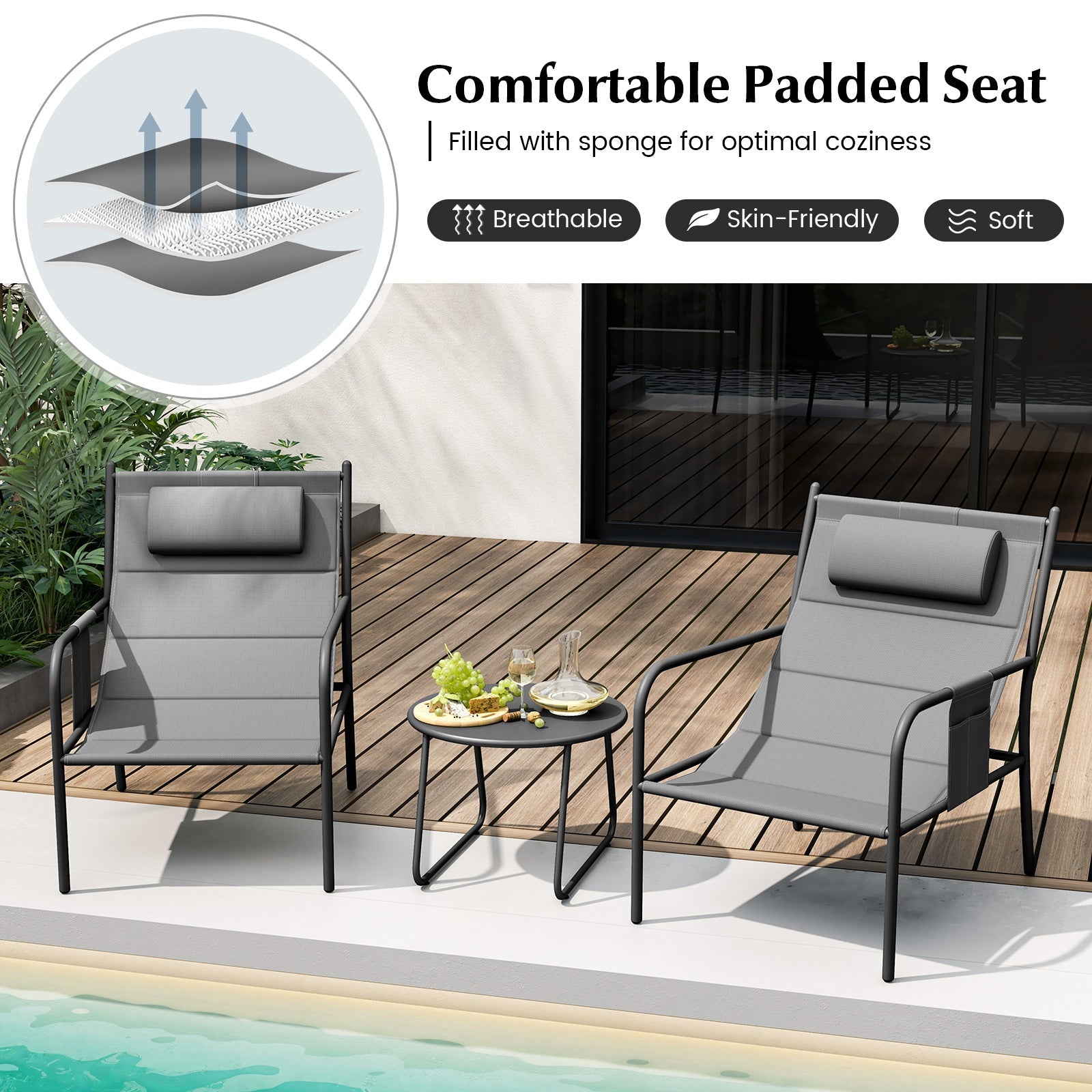 3 Piece Outdoor Bistro Set