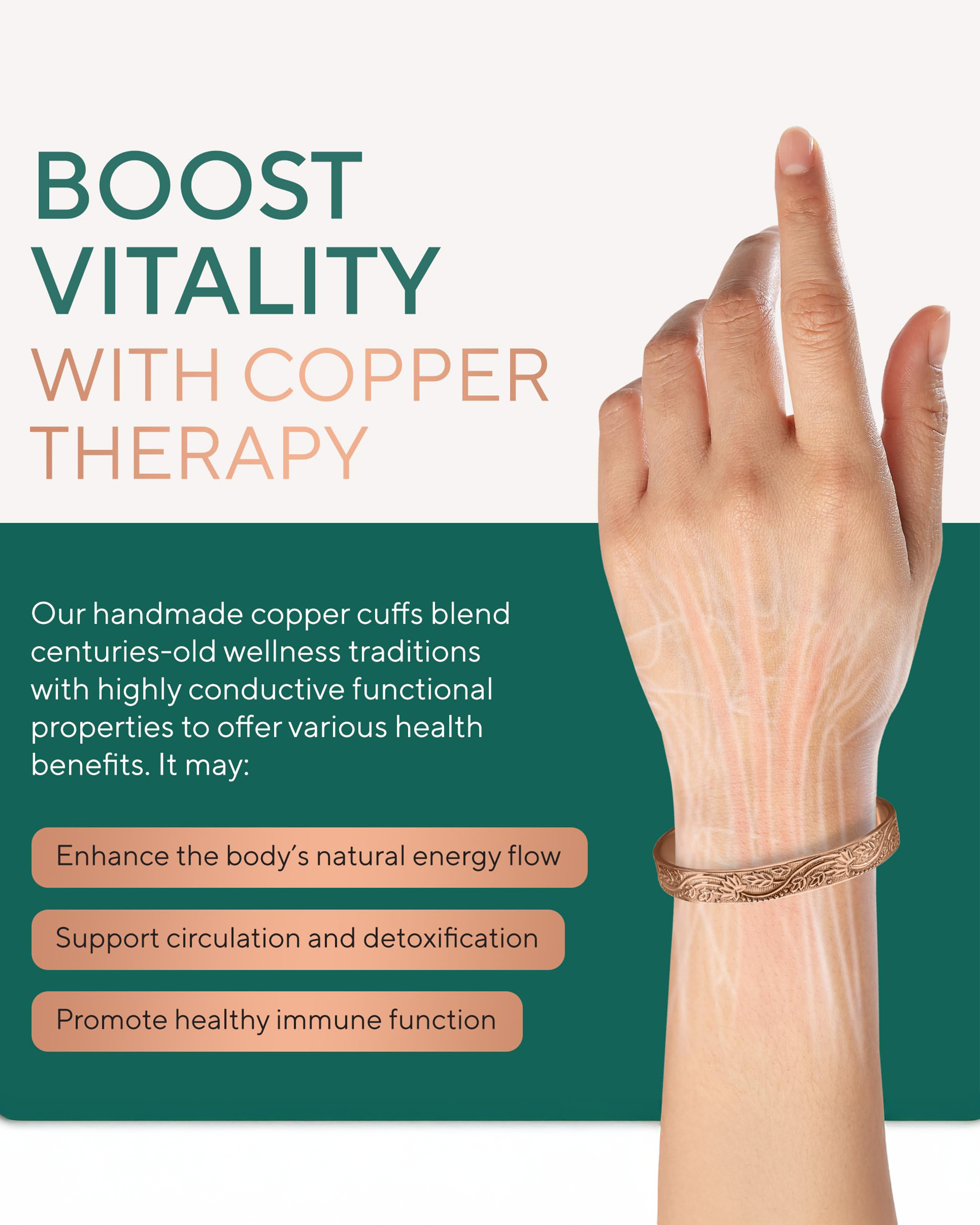 Pure Copper Cuff Bracelet