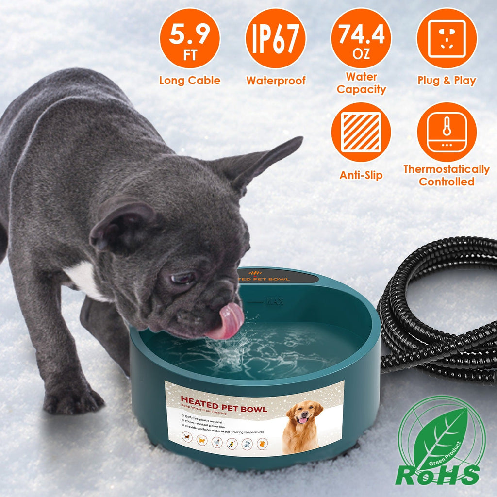 Heated Water Bowl for Dog Cat 74.4OZ