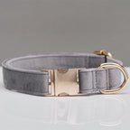 Multiple Colour Velvet Personalise Dog Collar Leash Set With Bow
