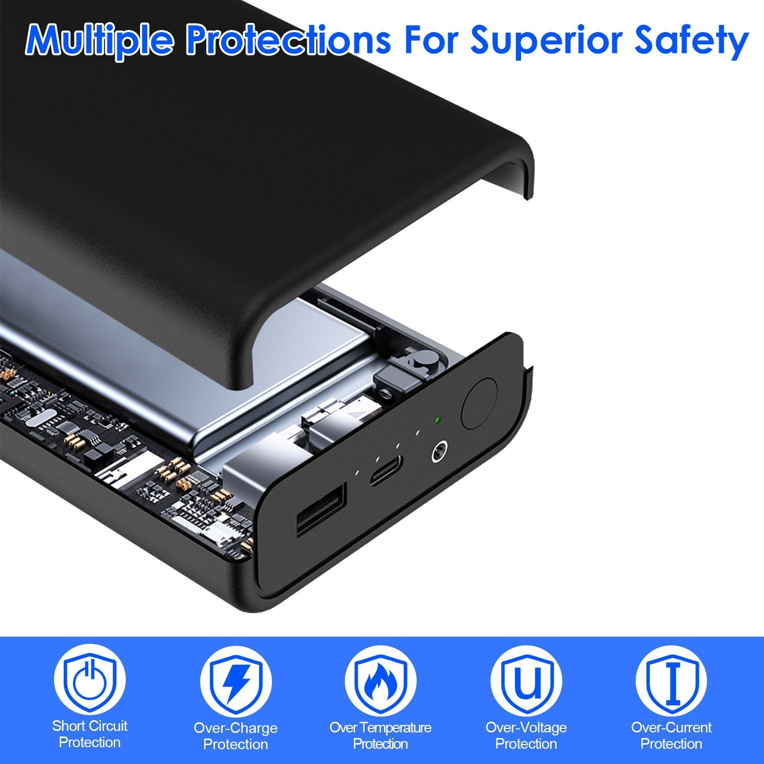20000mAh 5V 2A Power Bank for Heated Jackets Vests Pants Gloves Scarves DC 7.4V 2A Heated Clothing Replacement Battery Pack for Men Women
