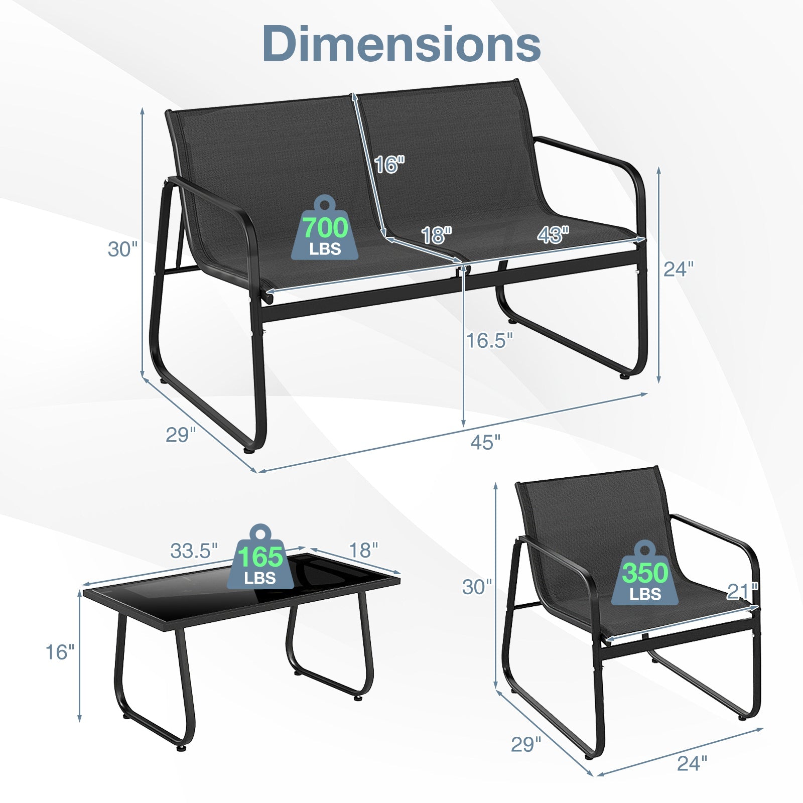 4 Pieces Patio Furniture Set