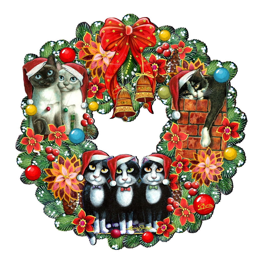 Christmas Friends Kitty Door Wreath