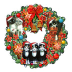 Christmas Friends Kitty Door Wreath