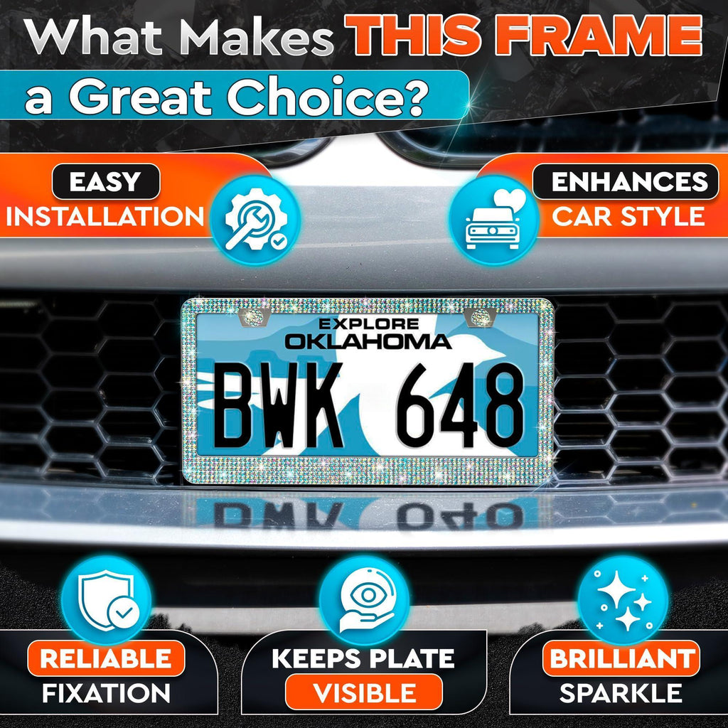 2 Pack Bling License Plate Frames for Women