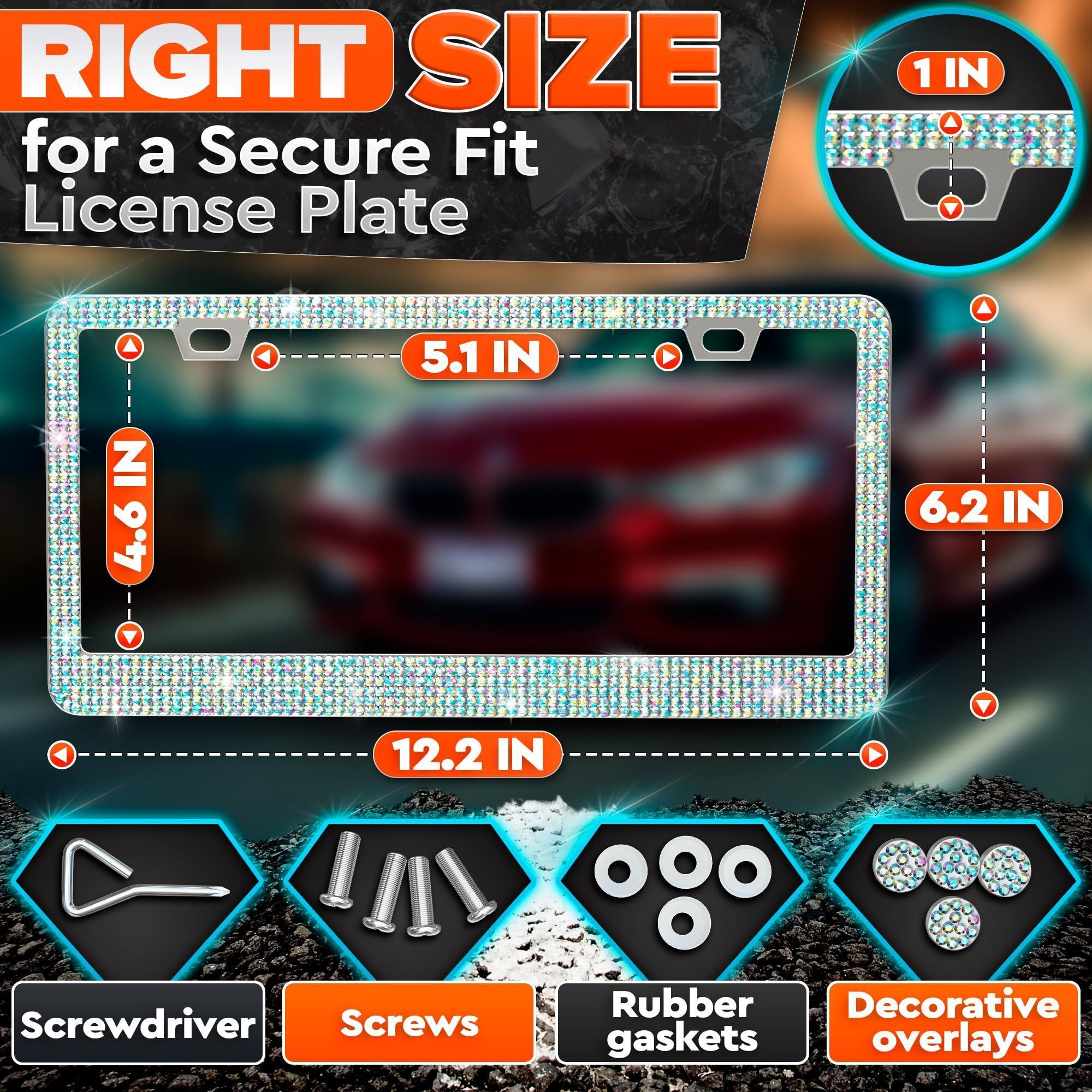 2 Pack Bling License Plate Frames for Women