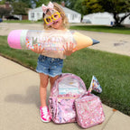 Pink Bow Confetti Clear Backpack
