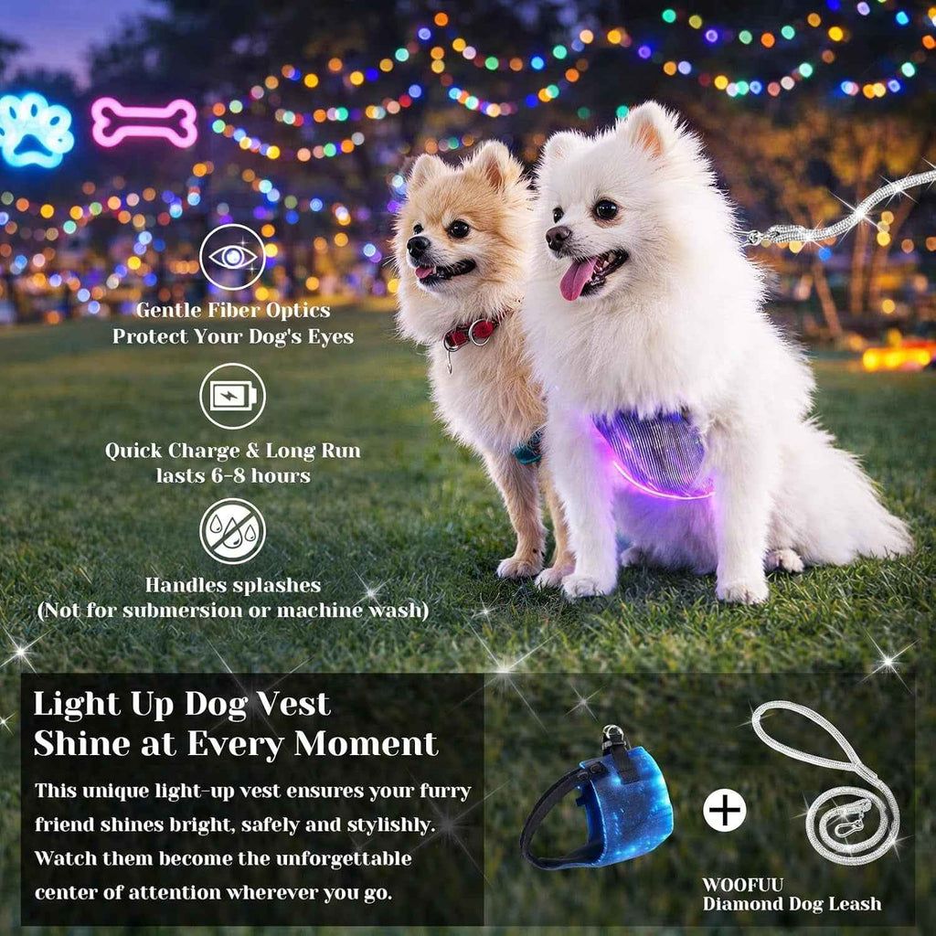 LED Dog Harness Light Up Fiber Optic Remote Control