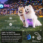 LED Dog Harness Light Up Fiber Optic Remote Control