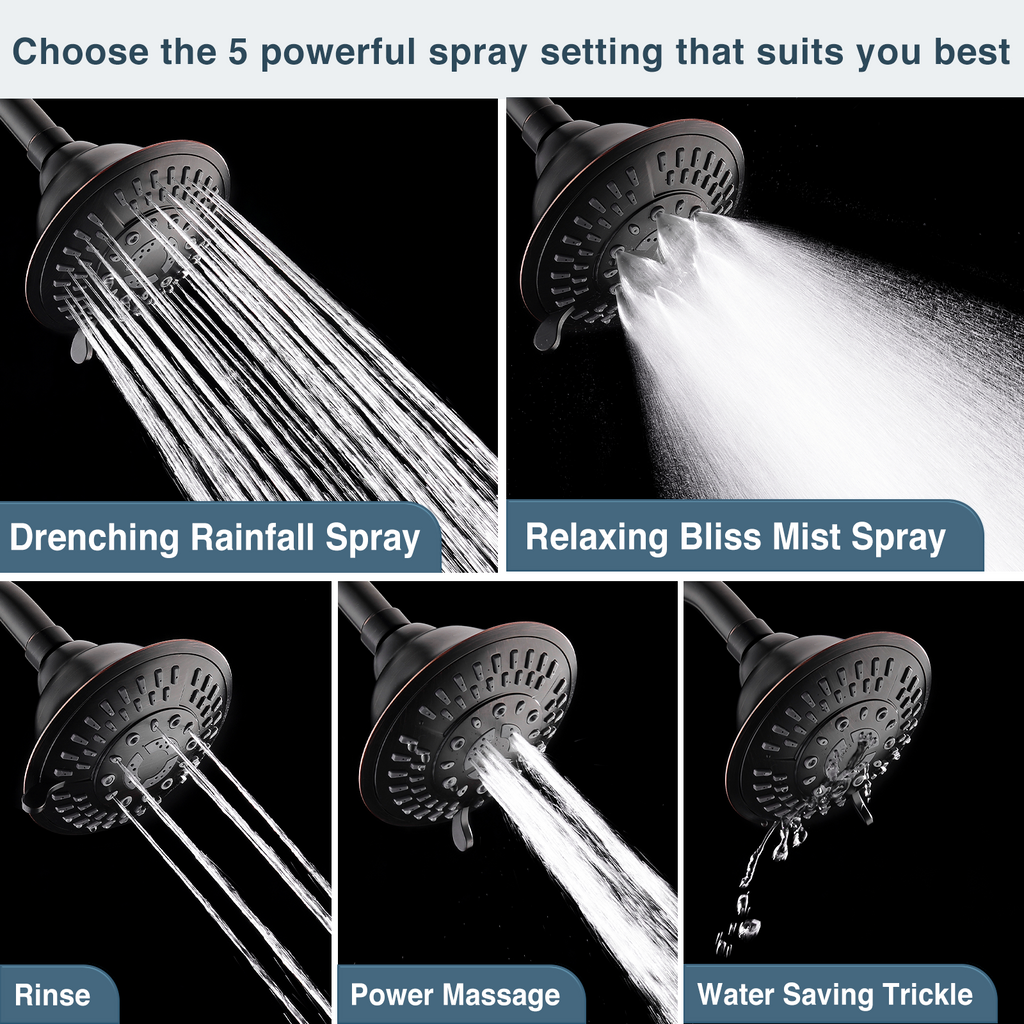 5-Spray Fixed Shower Head