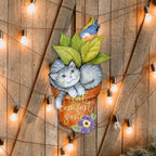 Cat Lovers Welcome Sign  Porch Decor