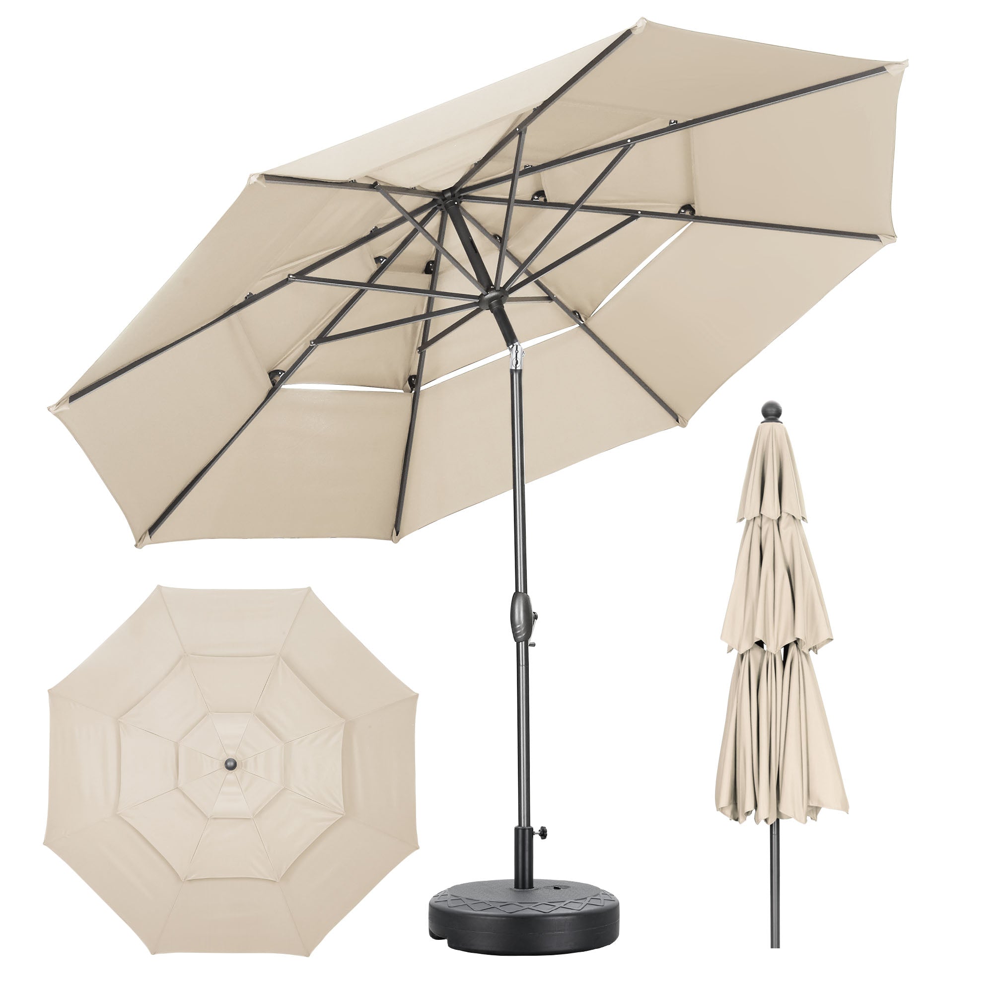 Ainfox 10FT 3 tier vented Outdoor Table Umbrella