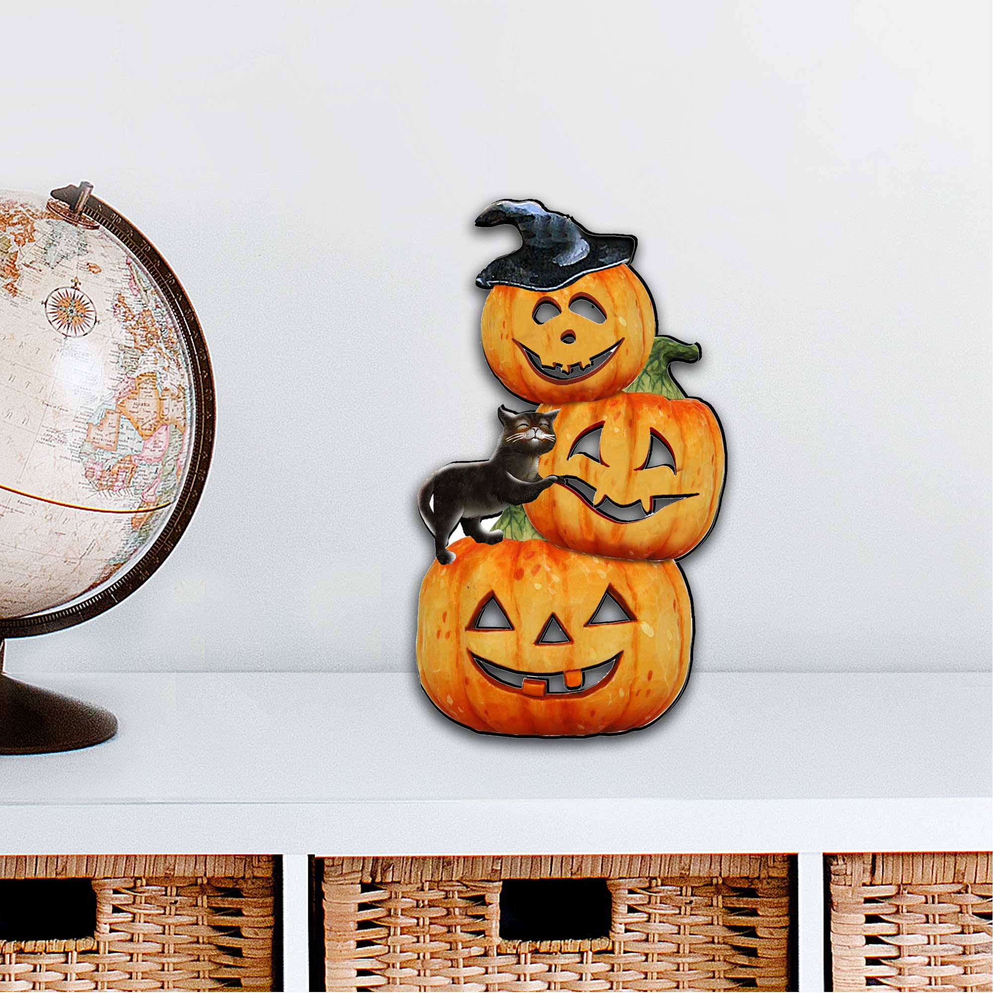 Scary Stacking Pumpkins Halloween Door Decor