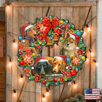 Christmas Friends Puppy Door Wreath
