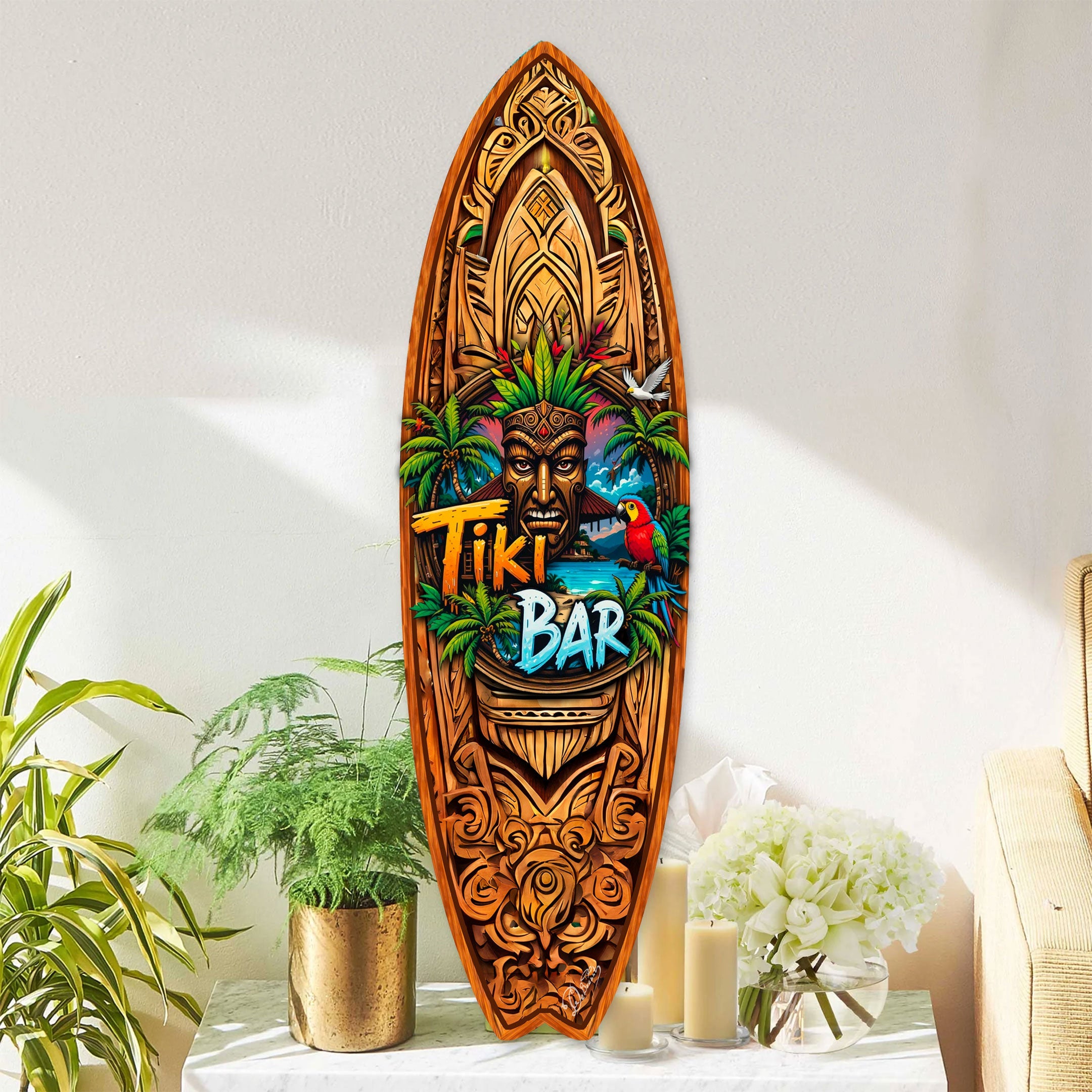Tiki Bar Surfboard Wall Art