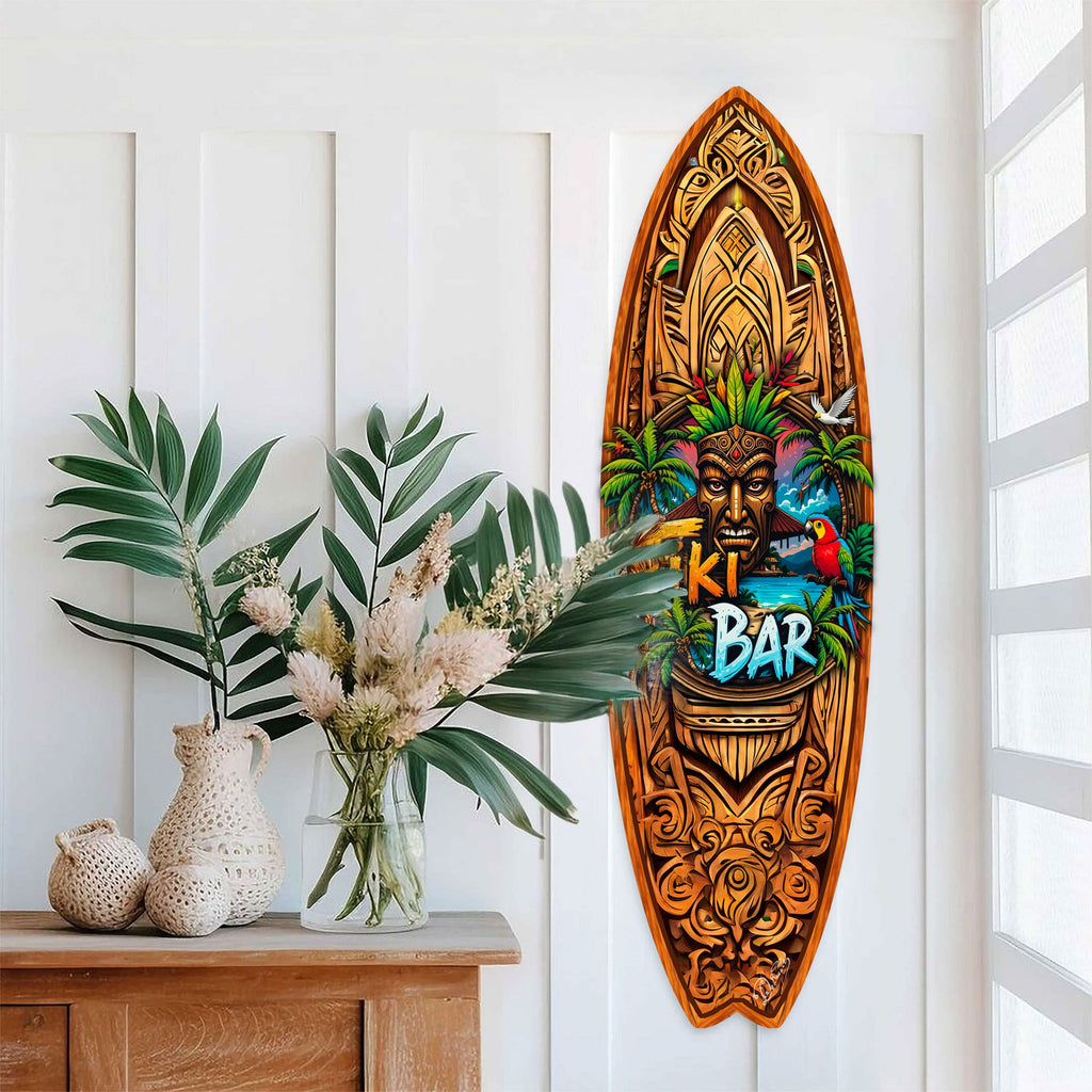 Tiki Bar Surfboard Wall Art