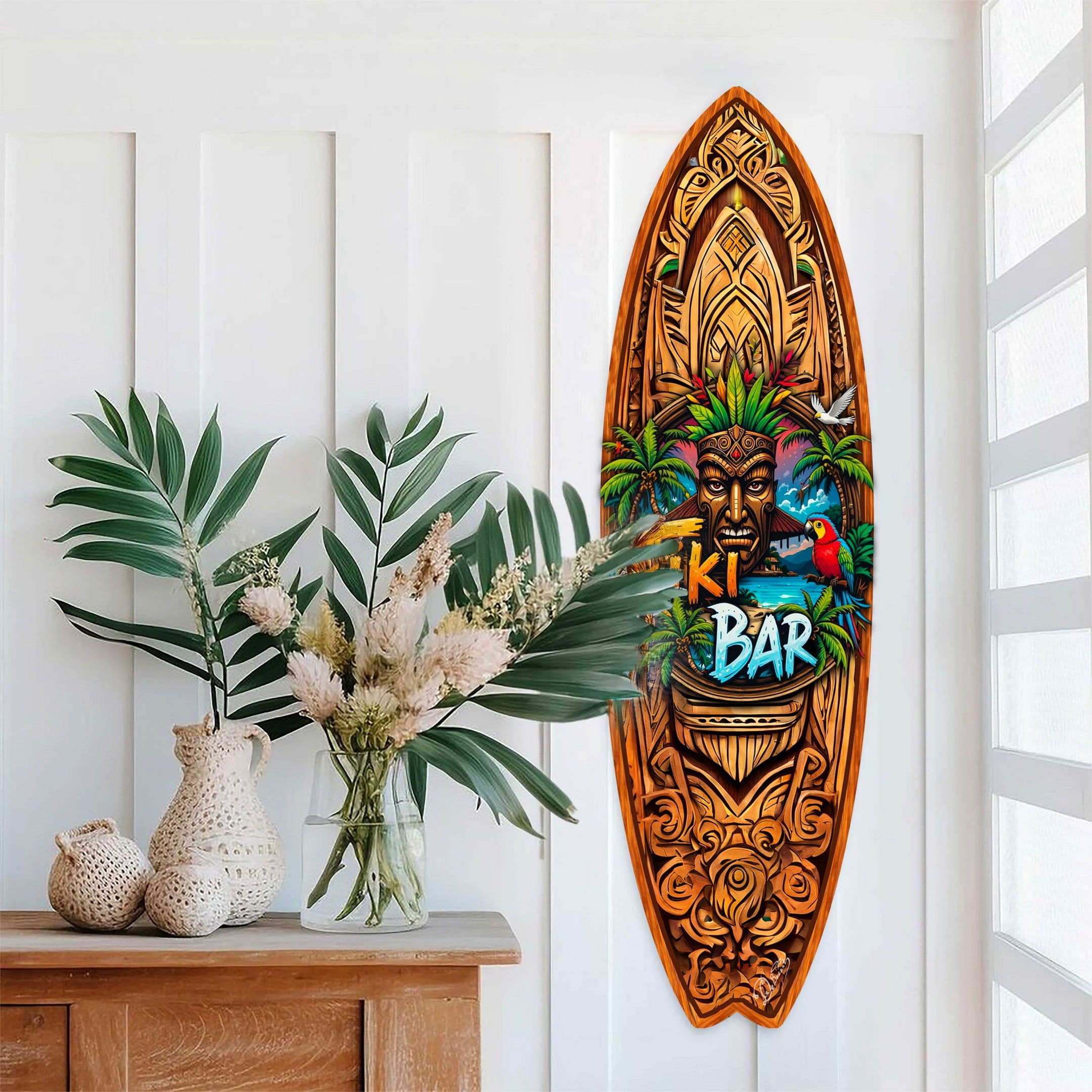 Tiki Bar Surfboard Wall Art