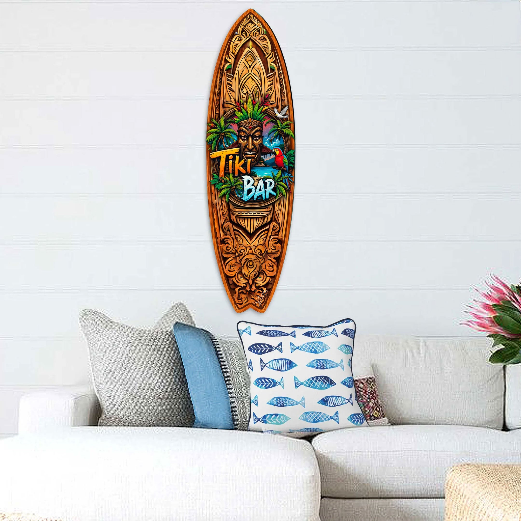 Tiki Bar Surfboard Wall Art
