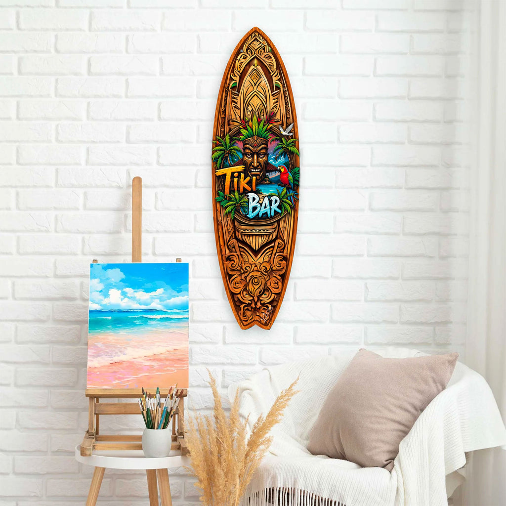 Tiki Bar Surfboard Wall Art