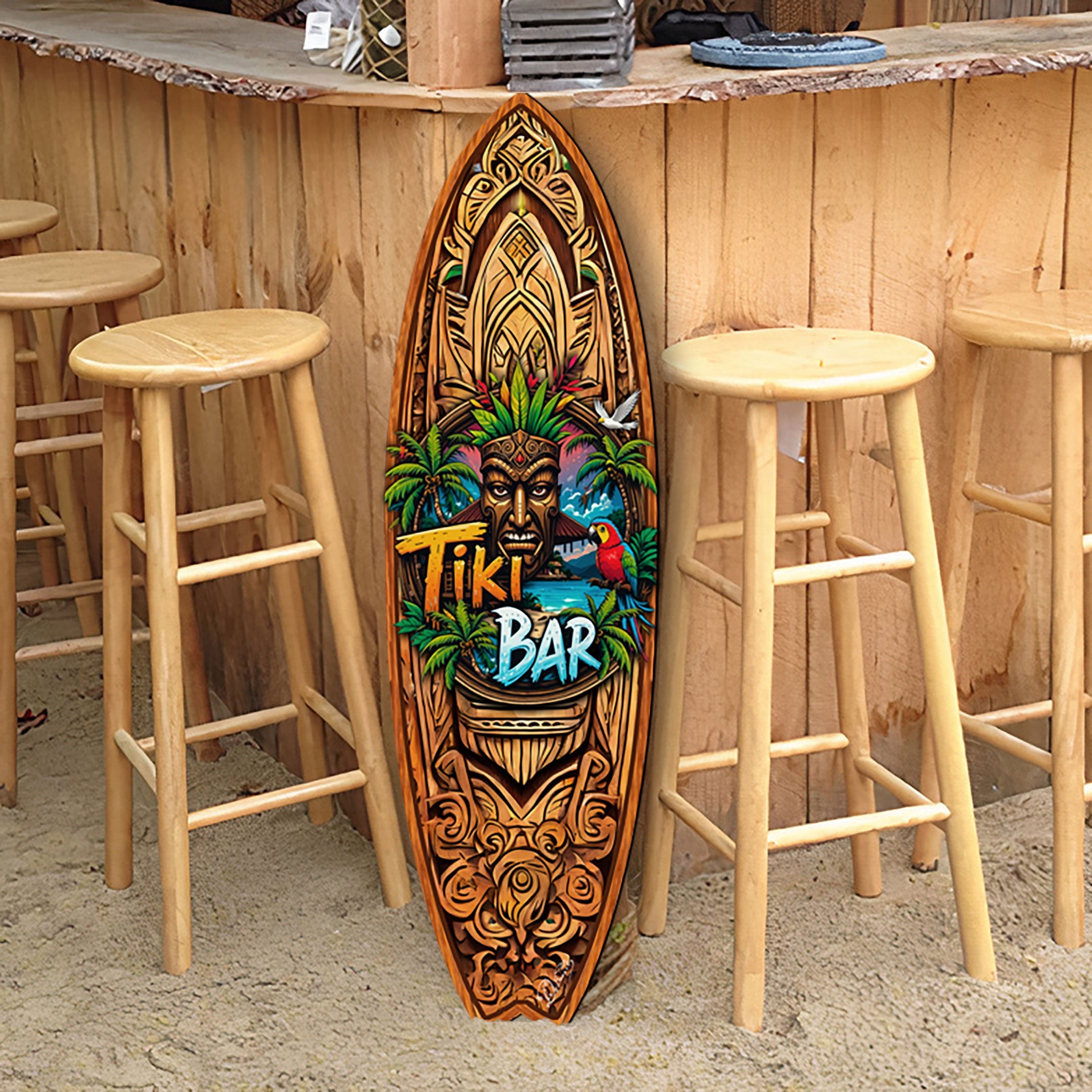 Tiki Bar Surfboard Wall Art