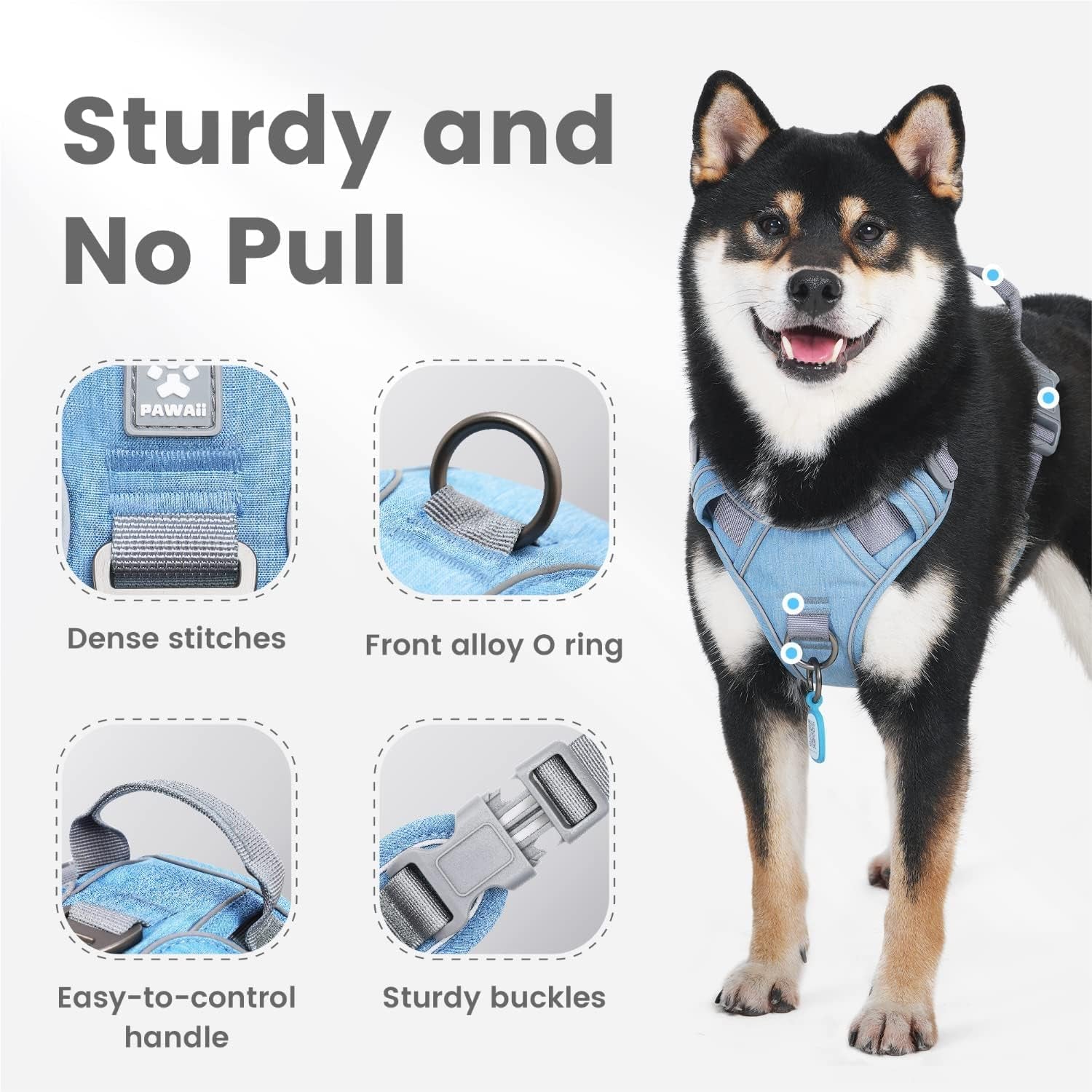 No Pull Dog Harness Reflective Adjustable Vest with ID Tag Small Dogs