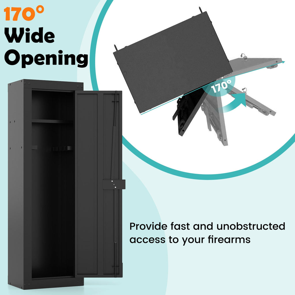 8 Rifle Safe Large Gun Cabinet with Storage Shelf-Black