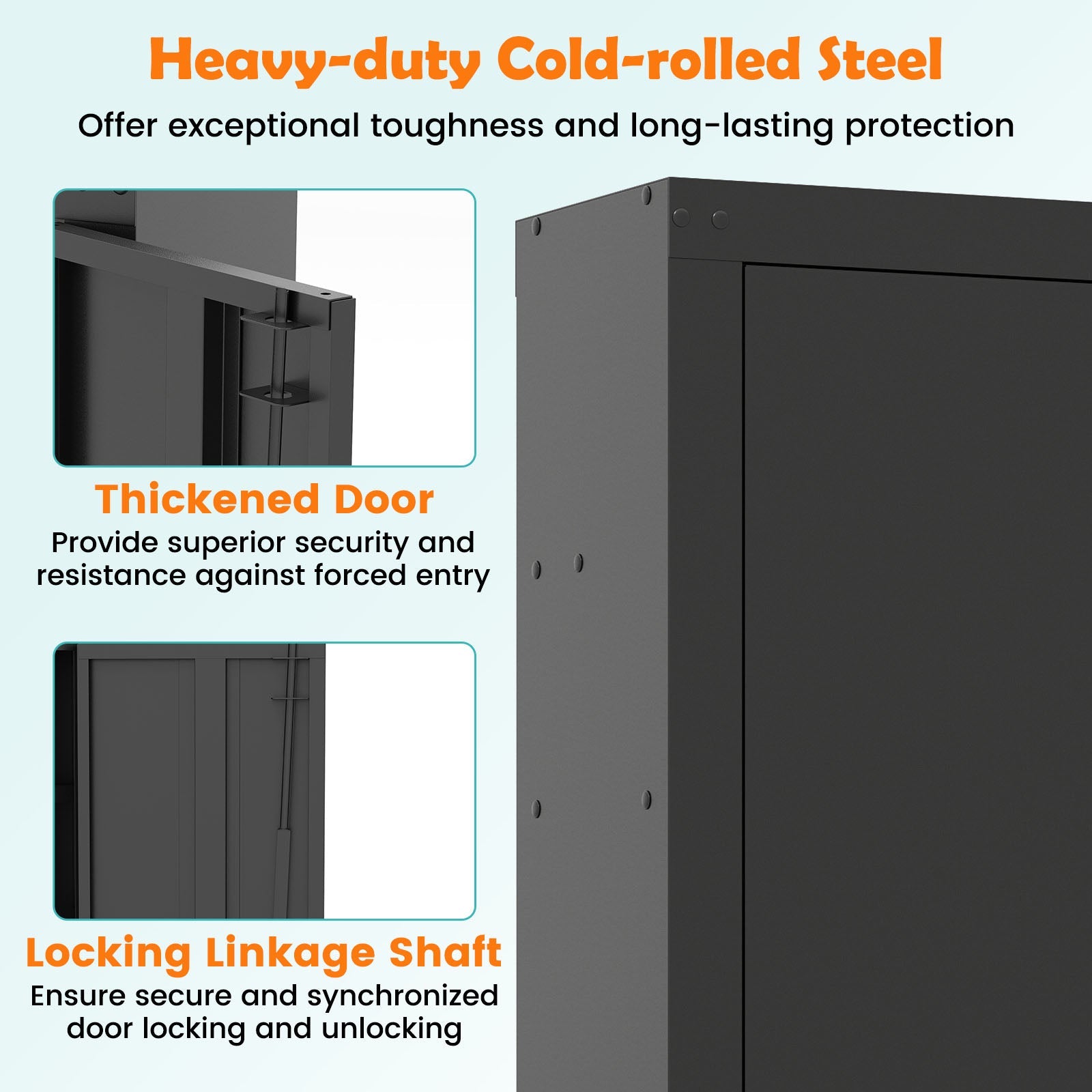 8 Rifle Safe Large Gun Cabinet with Storage Shelf-Black