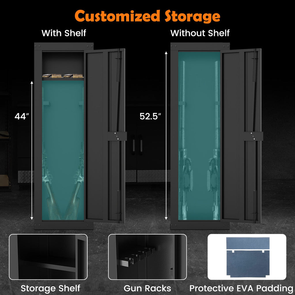 8 Rifle Safe Large Gun Cabinet with Storage Shelf-Black
