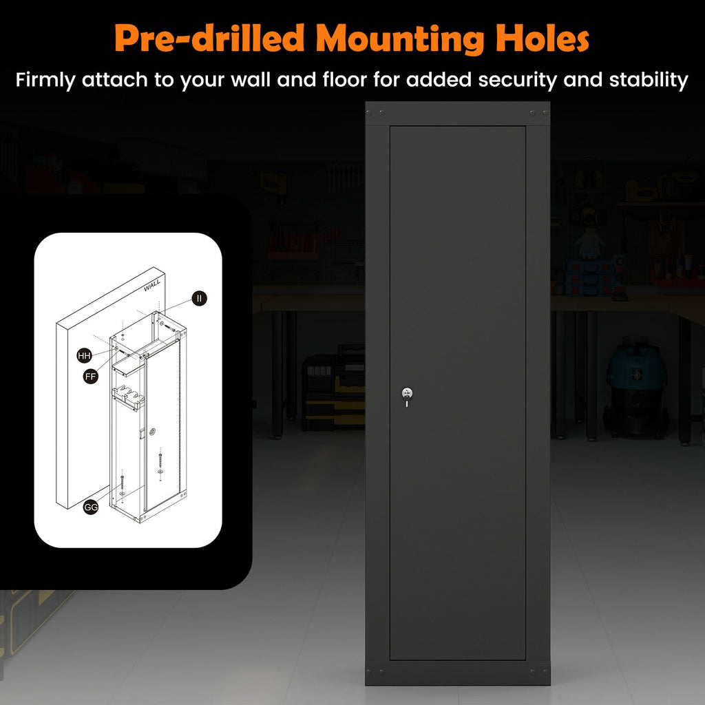 8 Rifle Safe Large Gun Cabinet with Storage Shelf-Black