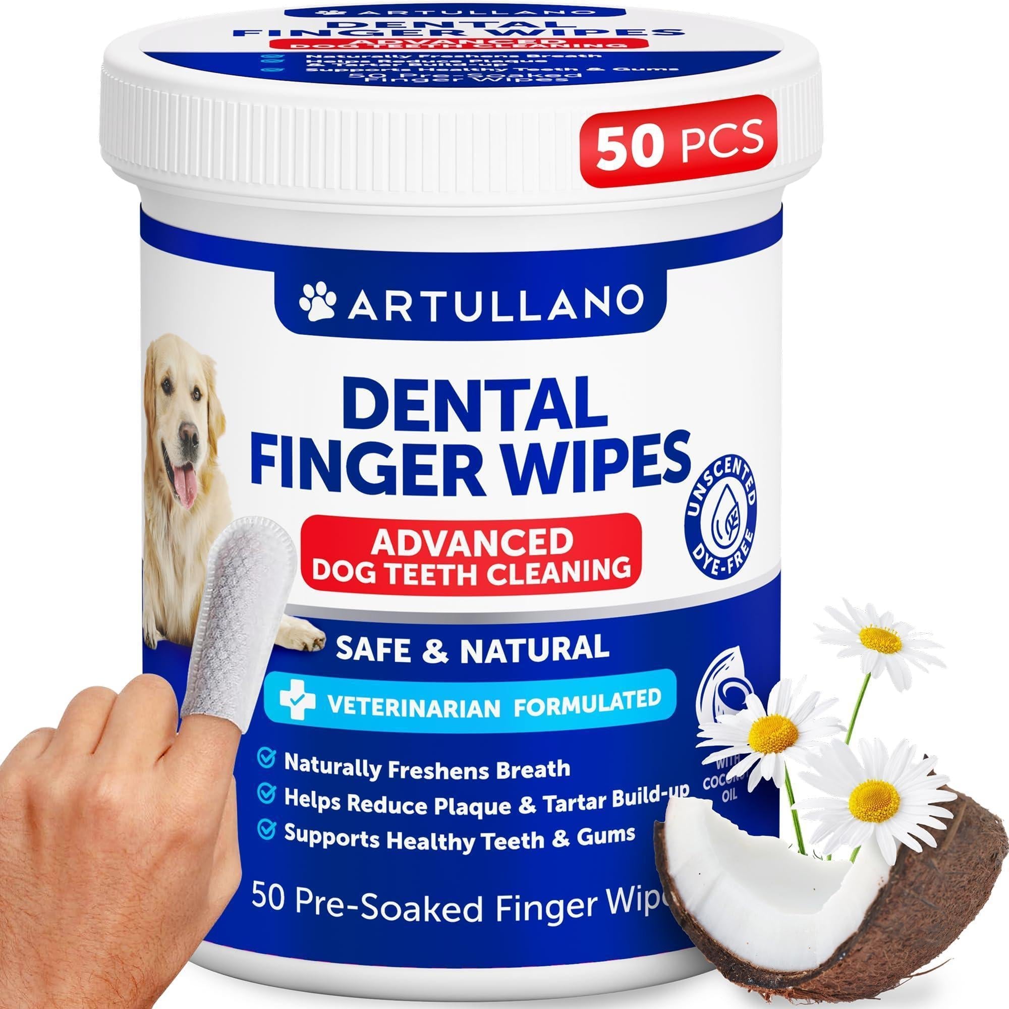 Dog Teeth Cleaning Finger Wipes 50 Count