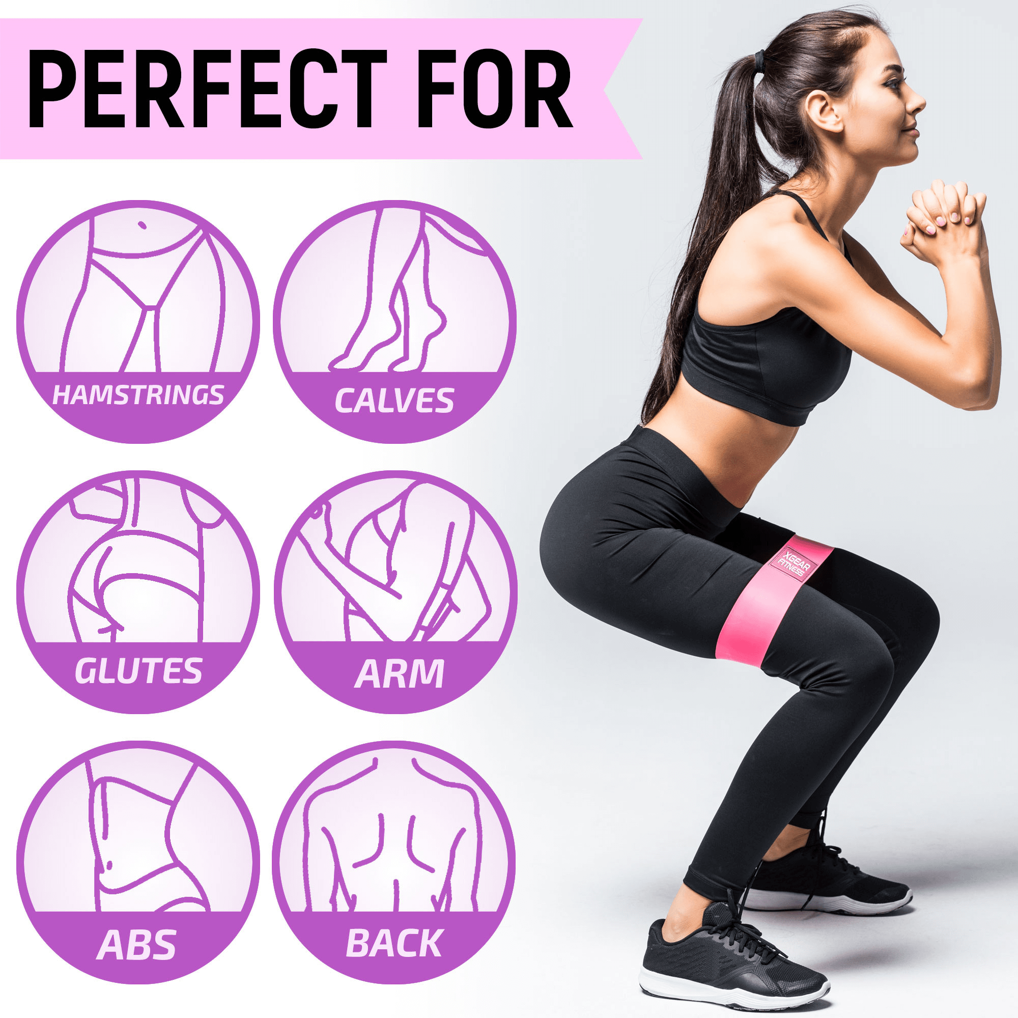 Set of 3 Womens Butt and Hip Exercise Bands