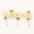Welcome Paw Print Metal Sign with Hooks