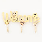 Welcome Paw Print Metal Sign with Hooks