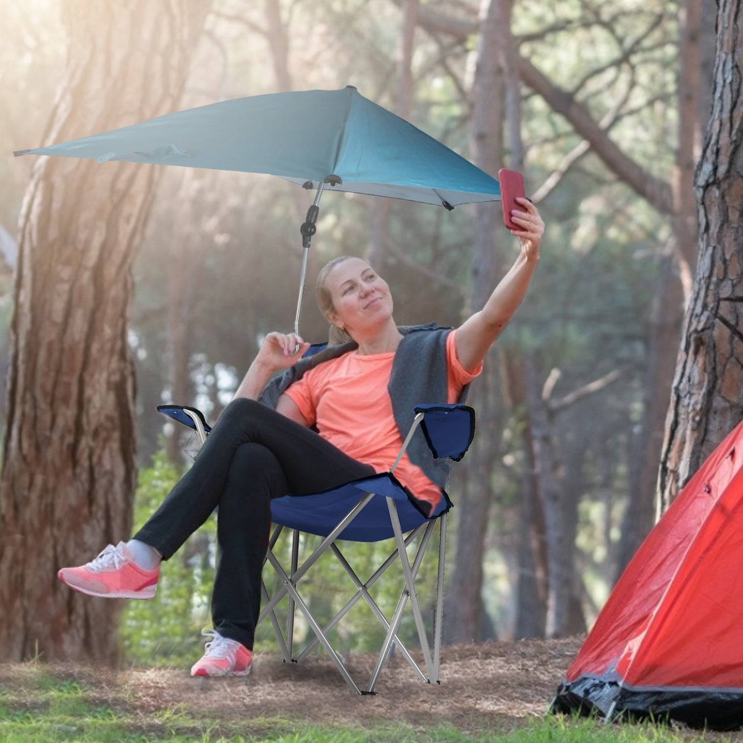 Beach Chair with Detachable Umbrella