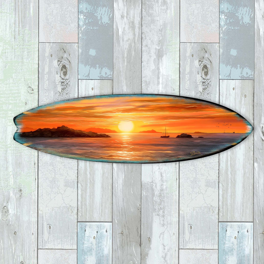 Sunset Symphony Surfboard Coastal Wall Art